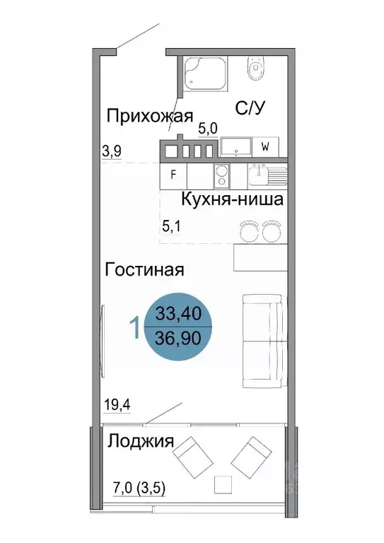 1-к кв. Крым, Керчь Белый город жилой комплекс (36.9 м) - Фото 0