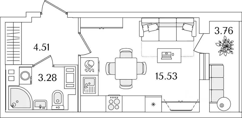 Студия Санкт-Петербург ул. Тамбасова, 5Н (25.2 м) - Фото 0