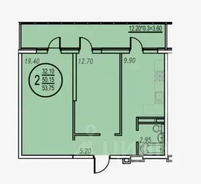 2-к кв. Краснодарский край, Краснодар Российская ул., 267к3 (53.75 м) - Фото 1