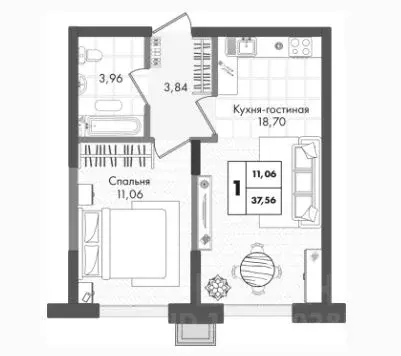 1-к кв. Краснодарский край, Краснодар ул. Имени Генерала Брусилова, ... - Фото 0