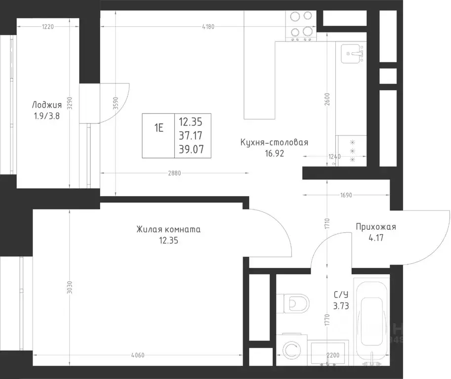 1-к кв. Татарстан, Казань Седьмое Небо жилрайон,  (39.07 м) - Фото 2