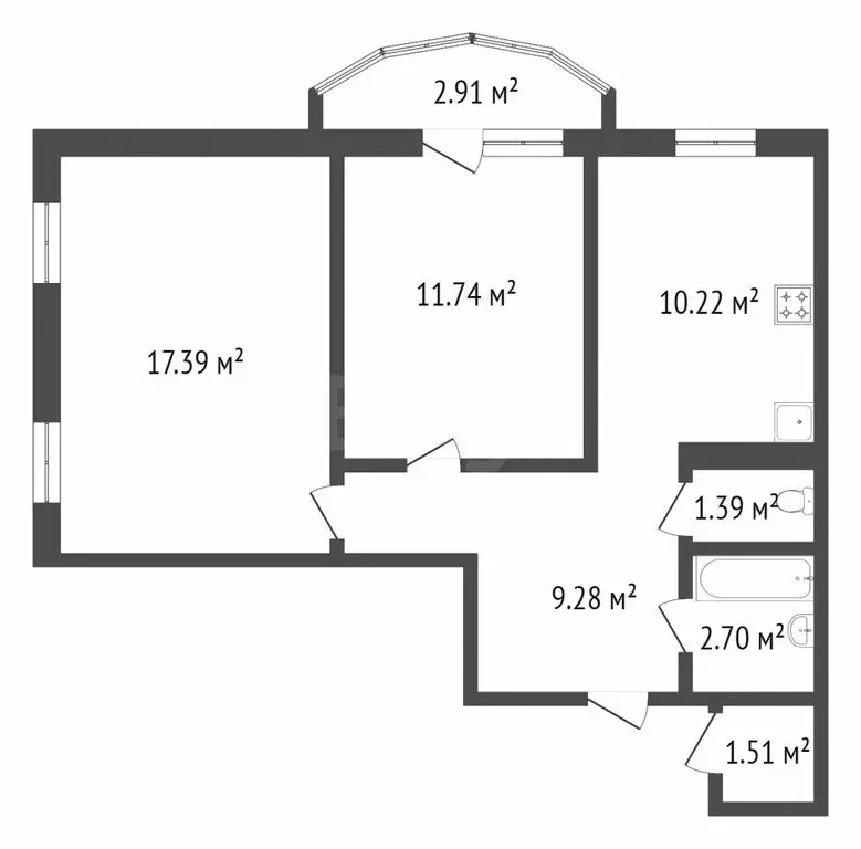 2-комнатная квартира: Тюмень, микрорайон Антипино, Беловежская улица, ... - Фото 1