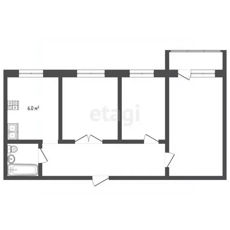 3-к кв. Ростовская область, Батайск ул. Ковалевского, 76/181 (60.0 м) - Фото 0