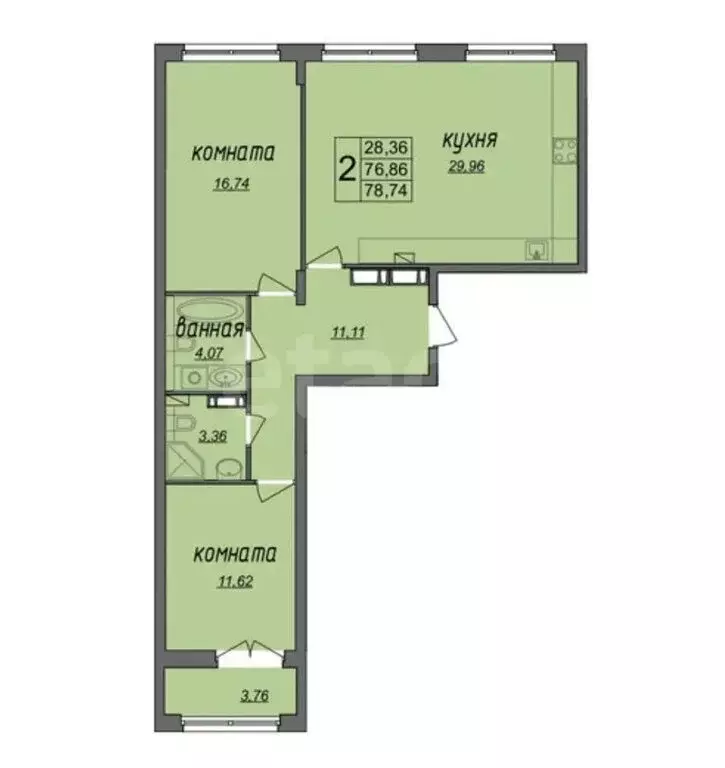 2-комнатная квартира: Муром, Владимирская улица, 24 (79 м) - Фото 1