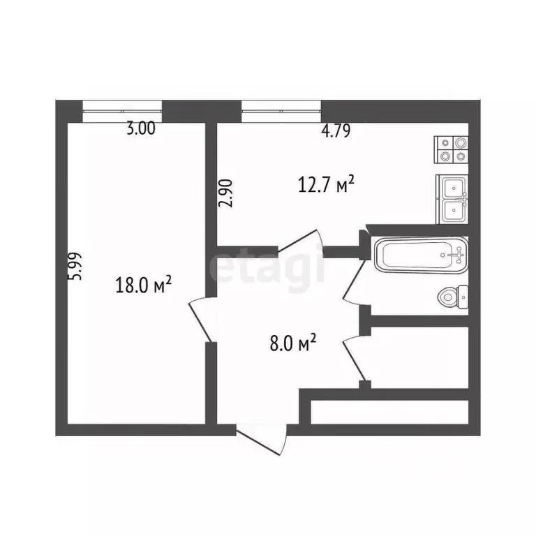 1-к кв. Архангельская область, Архангельск Белая Гора мкр, ул. ... - Фото 2