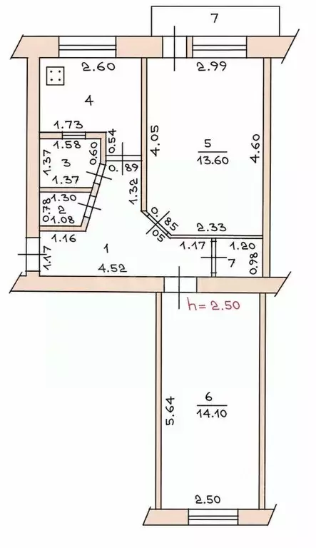 2-к кв. Чувашия, Чебоксары ул. Тимофея Кривова, 3 (44.6 м) - Фото 1