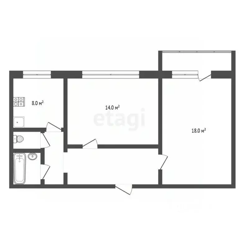 2-к кв. Тамбовская область, Тамбов ул. Карла Маркса, 442А (52.8 м) - Фото 1