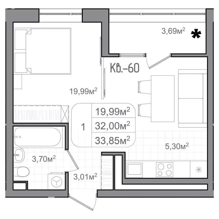 Квартира-студия: Волгоград, улица Чебышева, 38/1 (33.85 м) - Фото 0