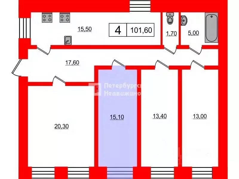 Комната Санкт-Петербург 20-я Васильевского острова линия, 13Б (15.1 м) - Фото 1