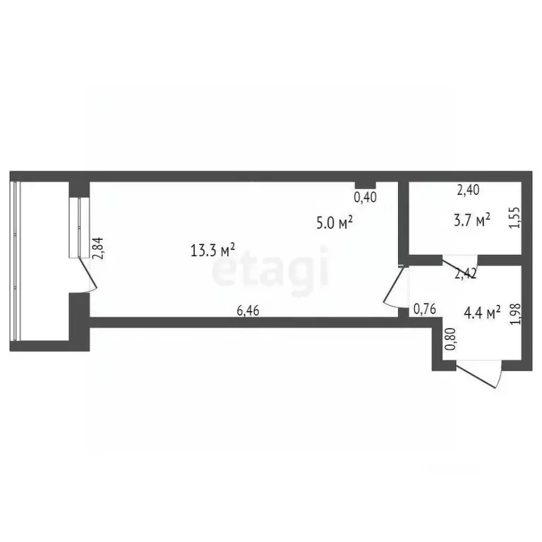 Студия Алтайский край, Бийск ул. Михаила Митрофанова, 2/2 (26.0 м) - Фото 1