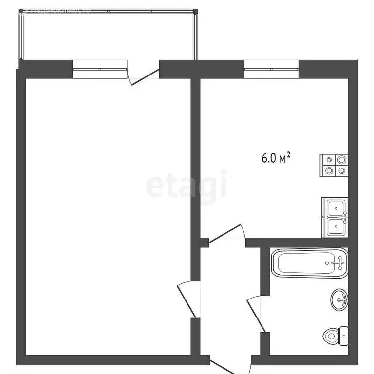 1-комнатная квартира: посёлок Ермаково, Кольцевая улица, 17 (33.5 м) - Фото 0