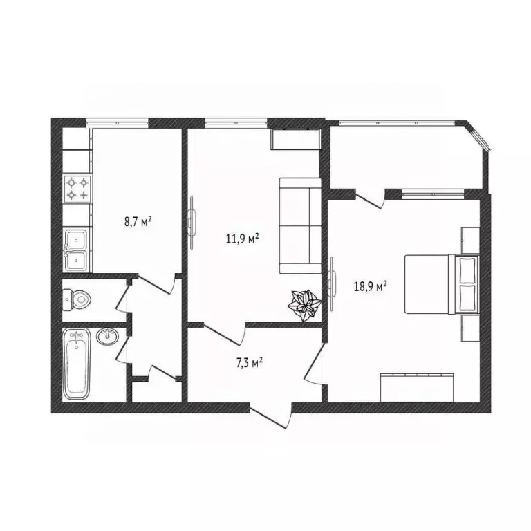 2-к кв. Новосибирская область, Новосибирск Лазурная ул., 4 (50.8 м) - Фото 2