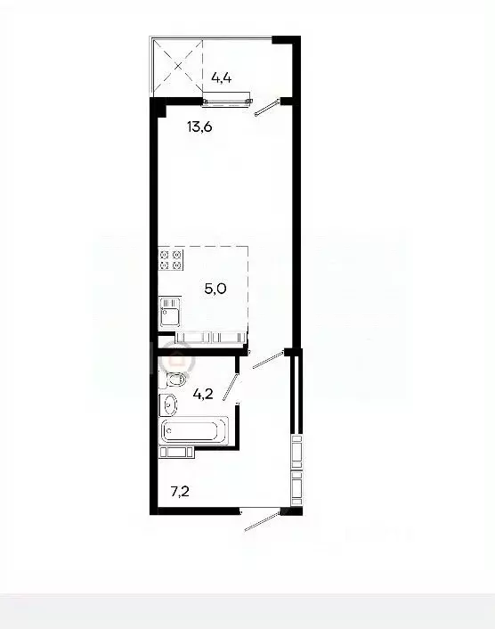 Студия Крым, Симферополь ул. Трубаченко, 21 (34.0 м) - Фото 0