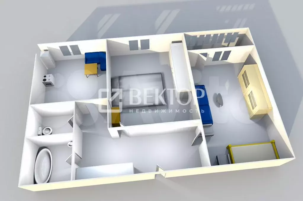 2-к. квартира, 52,7 м, 7/9 эт. - Фото 0