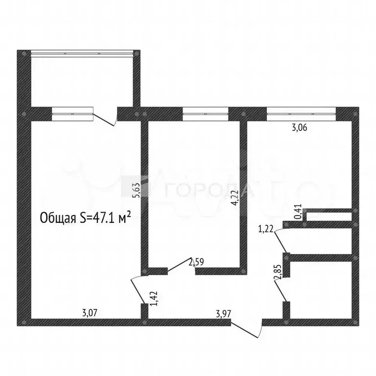 2-к. квартира, 47,1 м, 1/5 эт. - Фото 1