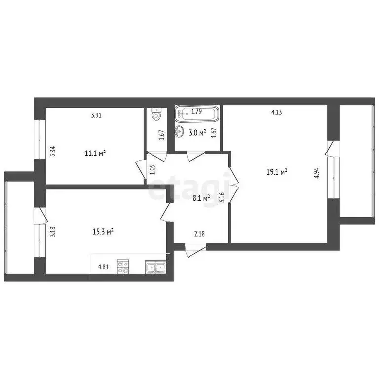 2-комнатная квартира: Котлас, проспект Мира, 30/10 (57.8 м) - Фото 0