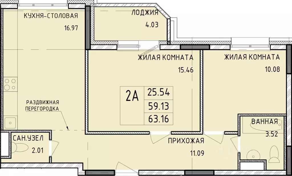 2-к кв. Тульская область, Тула Рязанская ул., 23 (63.16 м) - Фото 0