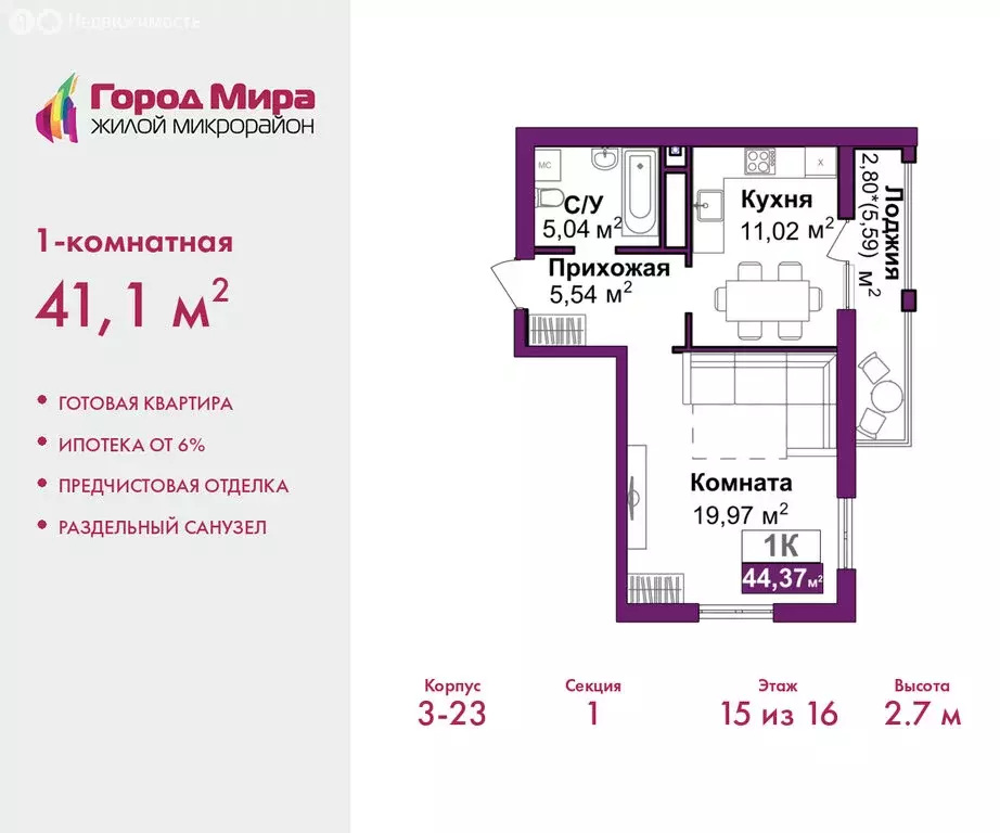 1-комнатная квартира: Симферополь, улица Батурина, 177к1 (41.1 м) - Фото 1