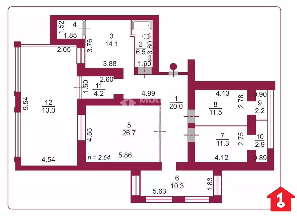 3-к кв. Омская область, Омск ул. Маршала Жукова, 76 (112.5 м) - Фото 2