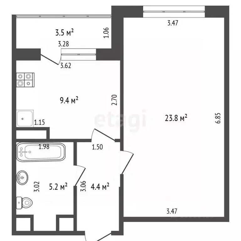 1-к кв. Московская область, Химки Ленинский просп., 22 (42.8 м) - Фото 2