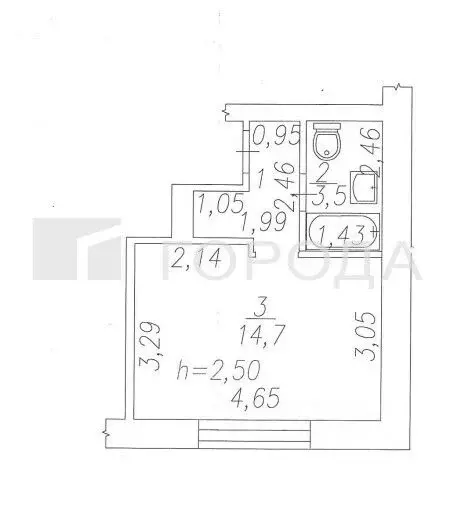 Студия Кемеровская область, Новокузнецк просп. Строителей, 75 (21.4 м) - Фото 2