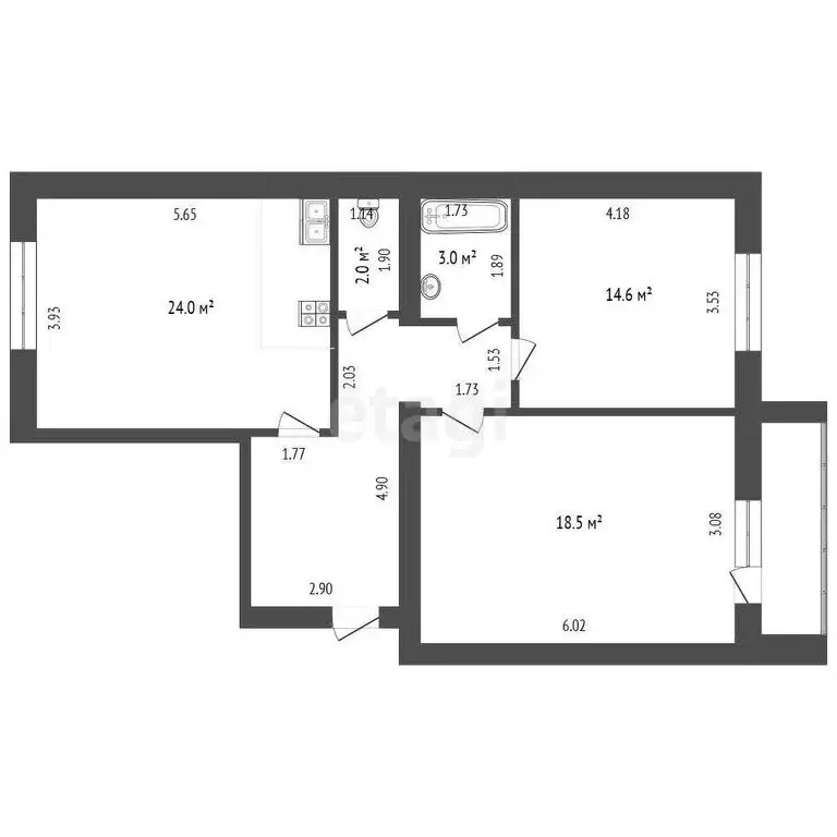 2-комнатная квартира: Тюмень, Линейная улица, 15 (79.1 м) - Фото 0