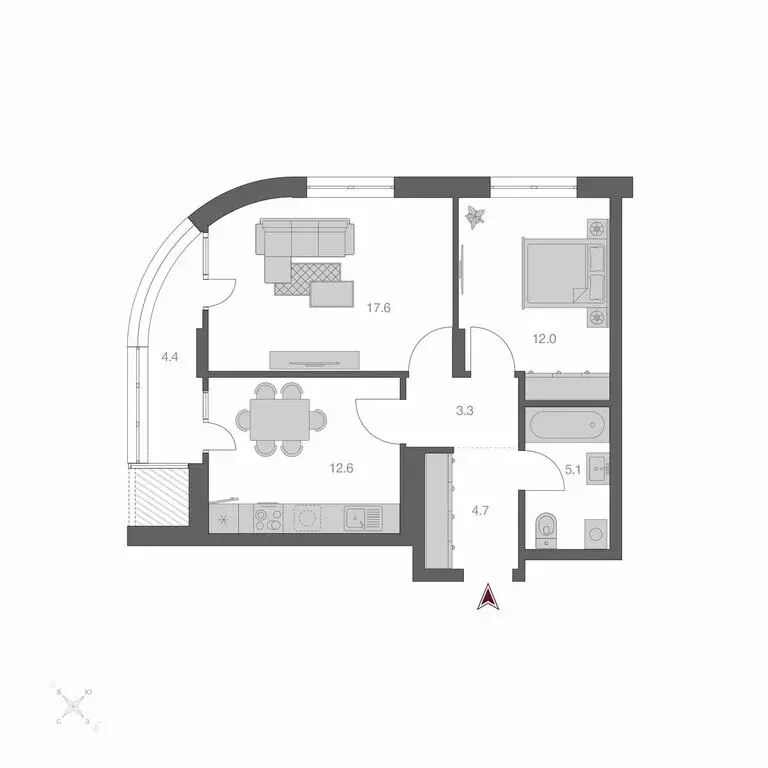 2-комнатная квартира: Новосибирск, жилой квартал Беринг (59.63 м) - Фото 2
