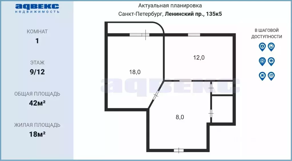 1-к кв. Санкт-Петербург Ленинский просп., 135к5 (42.0 м) - Фото 1