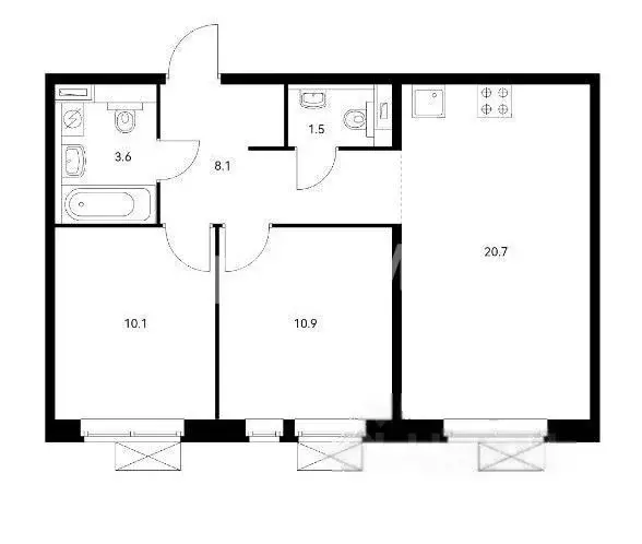 3-к кв. Московская область, Люберцы ул. Весенняя, 2 (55.0 м) - Фото 1