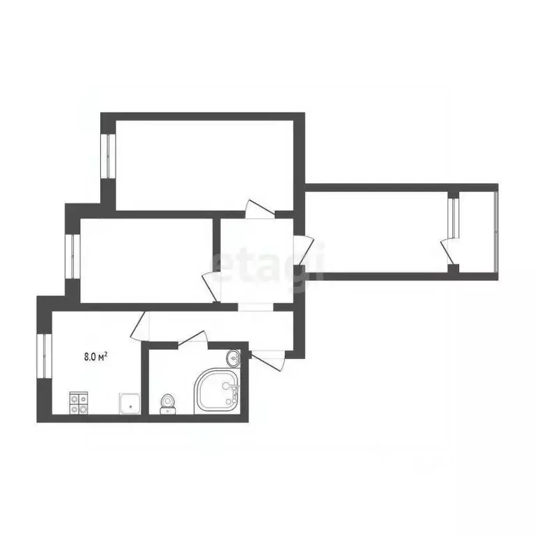 3-к кв. Ямало-Ненецкий АО, Новый Уренгой Сибирская ул., 45 (67.0 м) - Фото 2