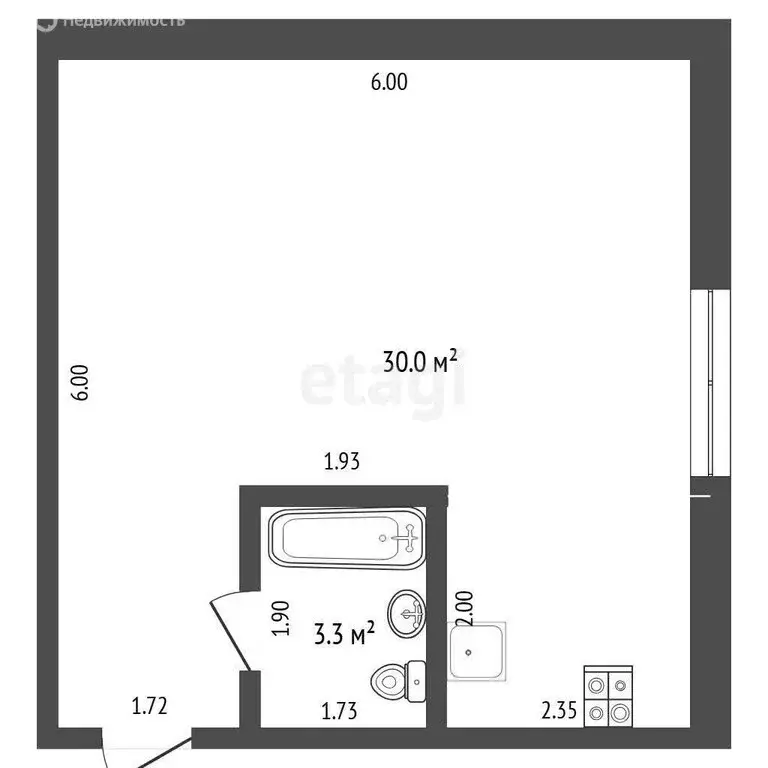Квартира-студия: Тюмень, СНТ Тополя, 19-я улица, 89А (40 м) - Фото 1