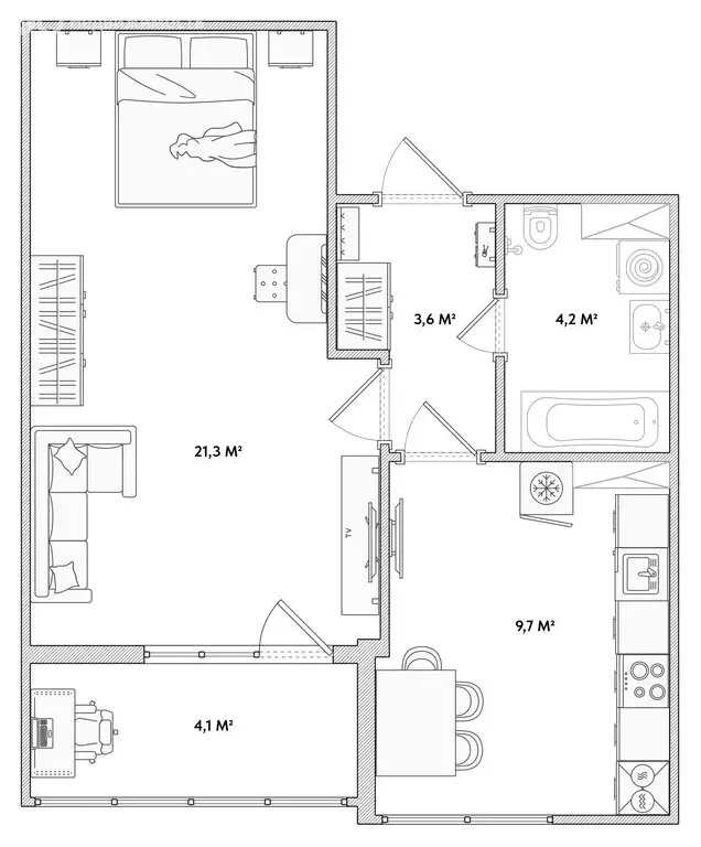 1-комнатная квартира: Орёл, Раздольная улица, 29 (38.8 м) - Фото 1