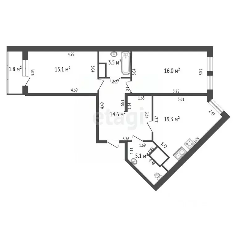 2-к кв. Санкт-Петербург Заставская ул., 46к1 (73.9 м) - Фото 1