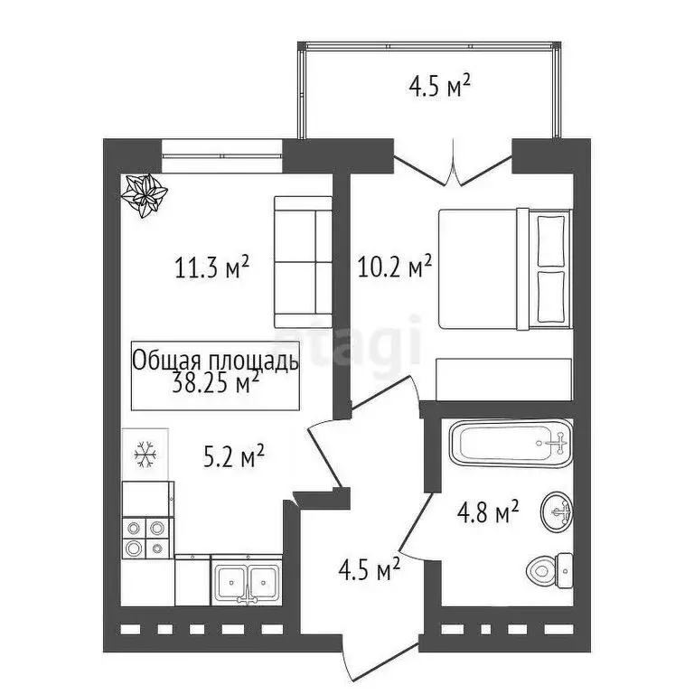 1-комнатная квартира: Новосибирск, улица Кошурникова, 23 (37.2 м) - Фото 0