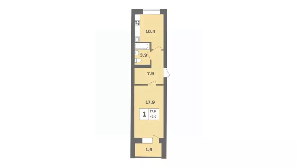 1-к кв. Башкортостан, Уфа Дагестанская ул., лит13 (42.0 м) - Фото 1