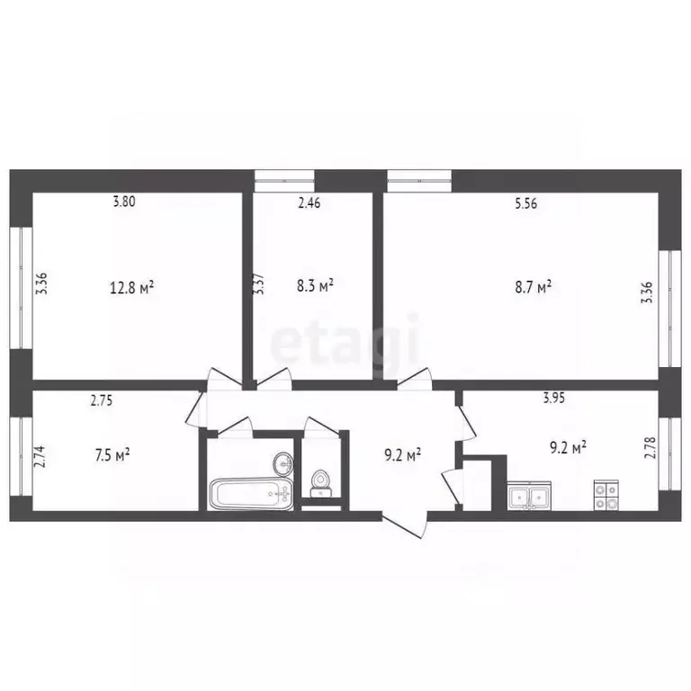 4-к кв. Вологодская область, Вологда ул. Солодунова, 49А (70.9 м) - Фото 1