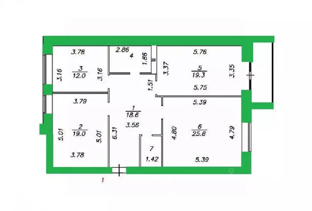3-к кв. Вологодская область, Вологда ул. Карла Маркса, 19 (103.0 м) - Фото 1