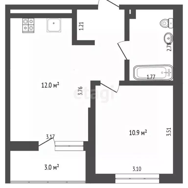 1-к кв. Тюменская область, Тюмень ул. Николая Глебова, 4 (34.4 м) - Фото 1