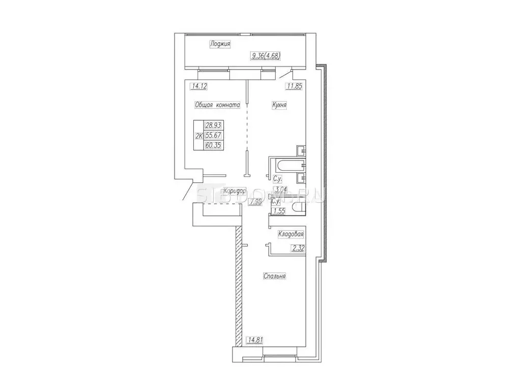 2-комнатная квартира: Барнаул, улица Смирнова, 77 (56 м) - Фото 0