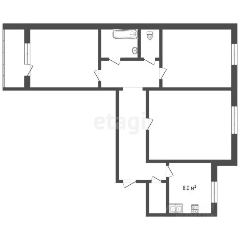 3-к кв. Челябинская область, Челябинск ул. Братьев Кашириных, 107 ... - Фото 2
