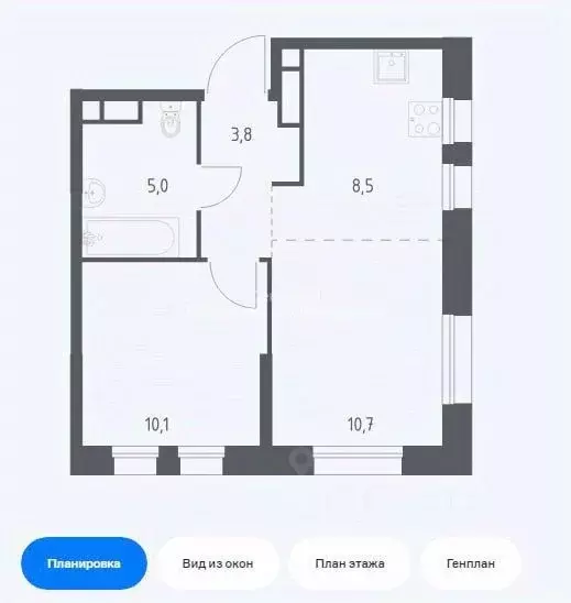 2-к кв. Москва Шоссейная ул., 90С61 (38.1 м) - Фото 1