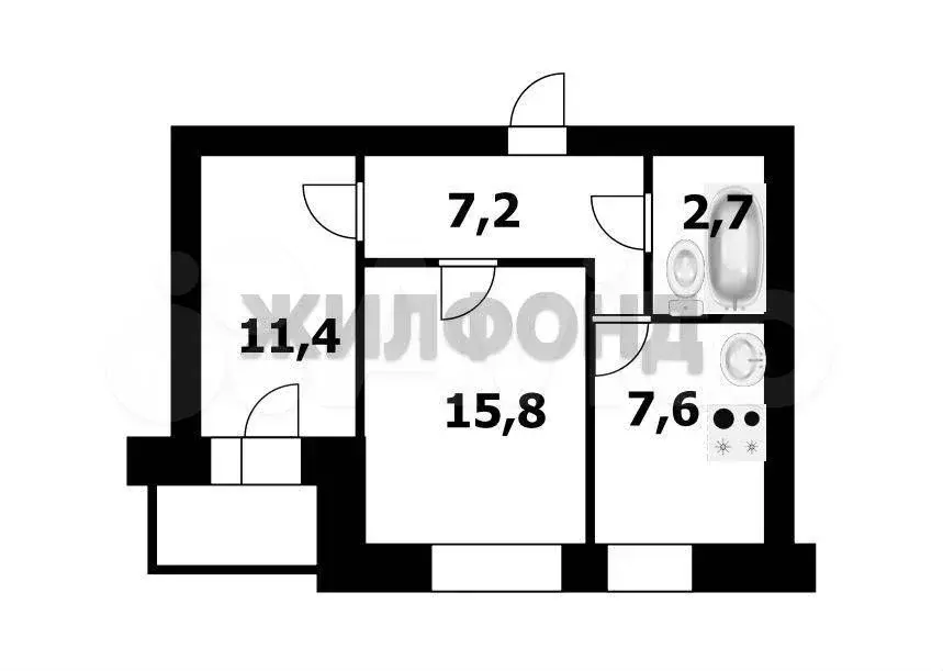 2-к. квартира, 47,3 м, 2/11 эт. - Фото 0