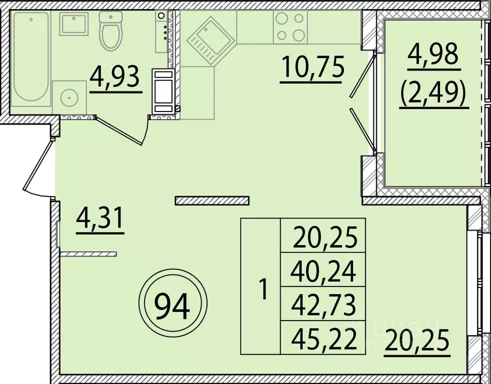 1-к кв. Санкт-Петербург пос. Шушары, ул. Соколиная, 4к1 (40.24 м) - Фото 1