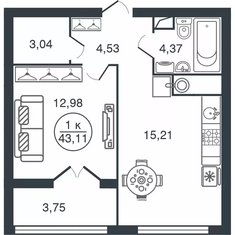 1-к кв. Тверская область, Тверь Бурашевское ш., 60 (43.11 м) - Фото 1