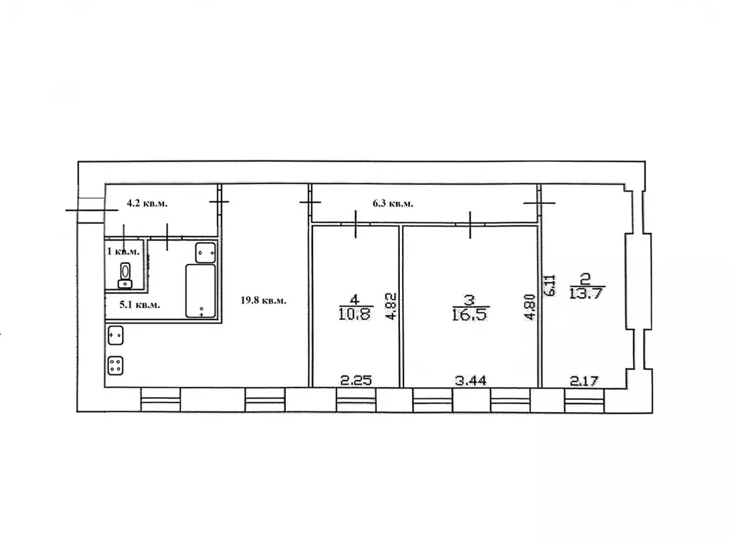 4-к кв. Санкт-Петербург Кирилловская ул., 22 (77.4 м) - Фото 1