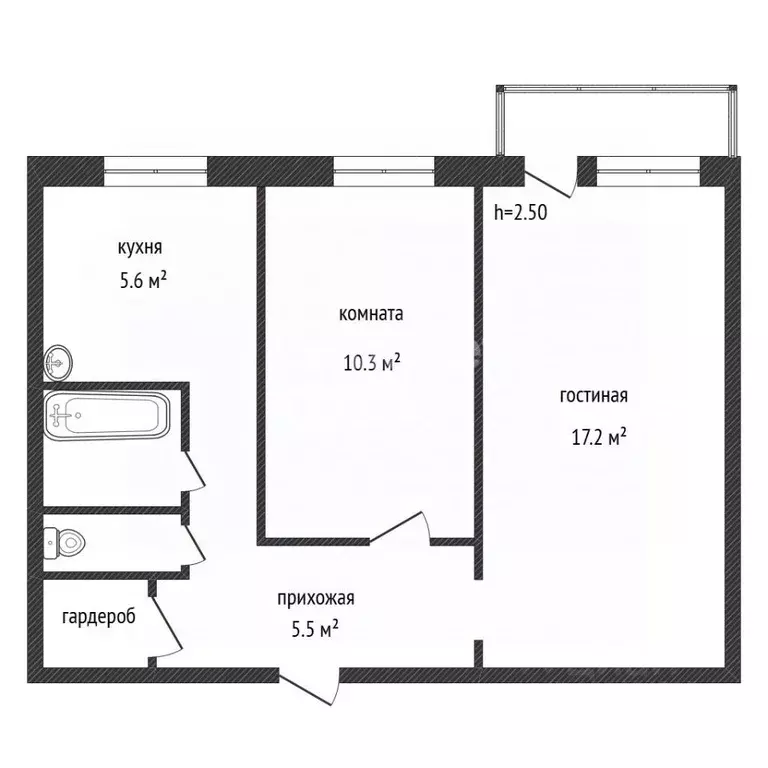 2-к кв. Кемеровская область, Ленинск-Кузнецкий ул. Суворова, 8 (42.7 ... - Фото 2