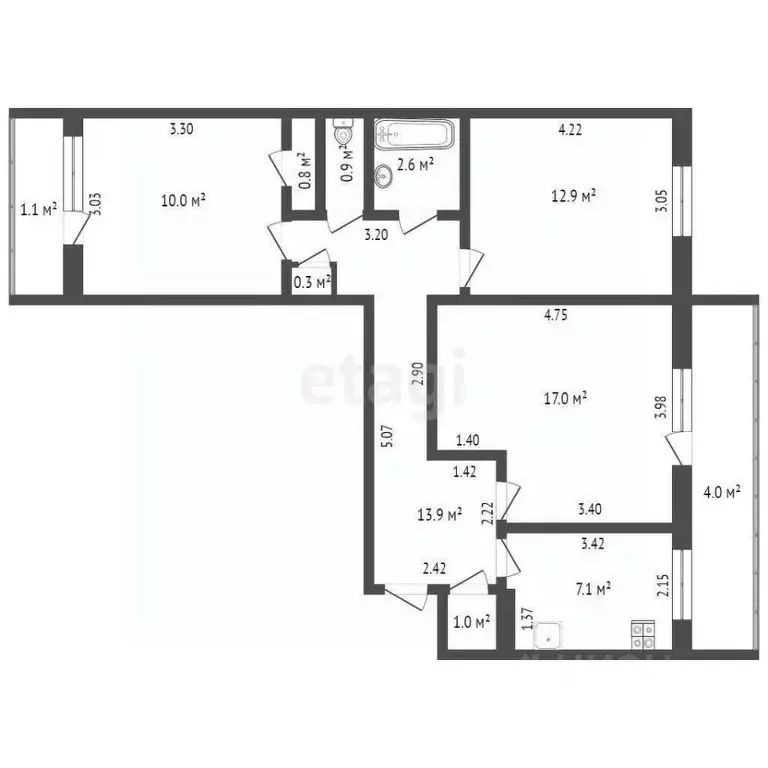 3-к кв. Марий Эл, Йошкар-Ола Ленинский просп., 18А (71.6 м) - Фото 2