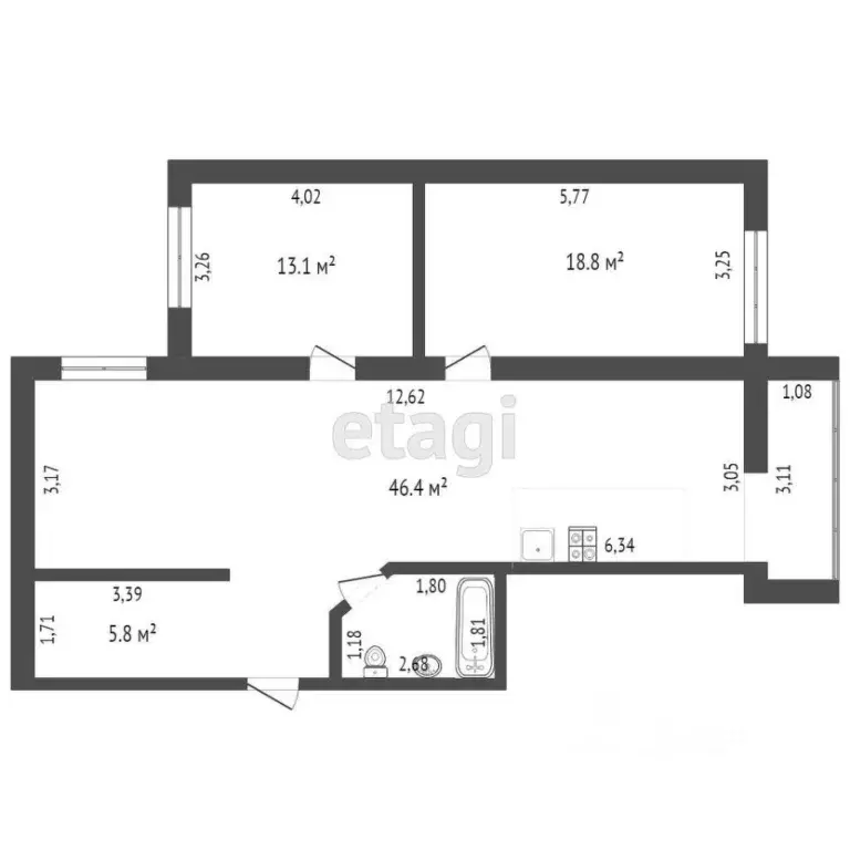 3-к кв. Омская область, Омск просп. Комарова, 16 (86.0 м) - Фото 1