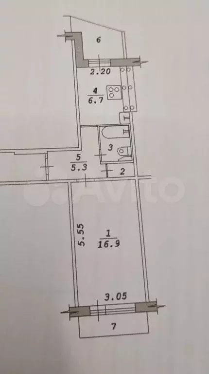 1-к. квартира, 32,6 м, 1/1 эт. - Фото 0