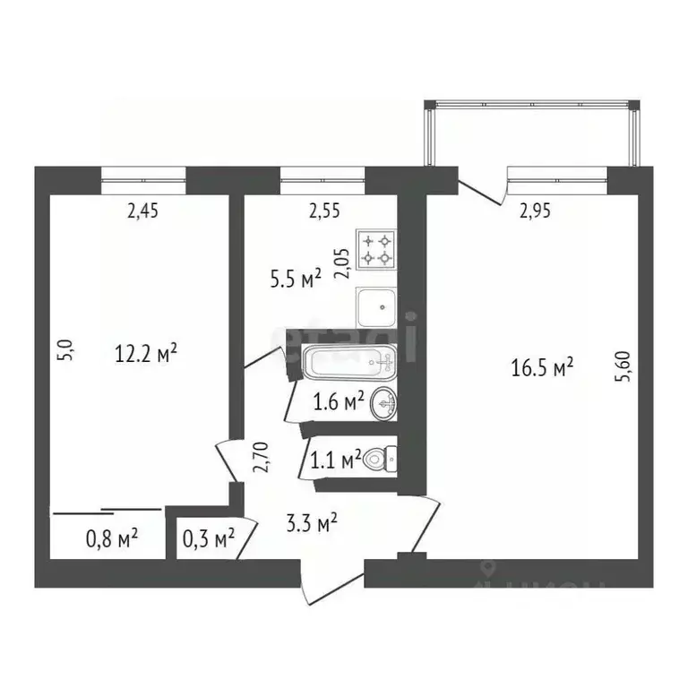 2-к кв. Амурская область, Райчихинск ул. Победы, 52 (45.0 м) - Фото 1